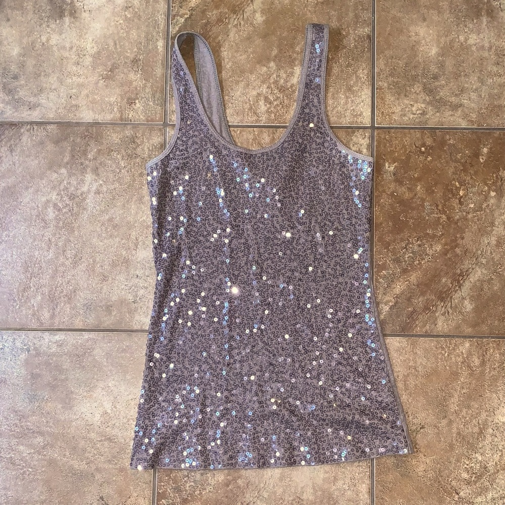 Express Brown Sequined Tank Top